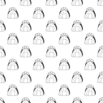 Seamless pattern with onigiri for decorative print, wrapping paper, menu, wallpaper and fabric vector