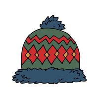 Winter cap doodle Hand drawn winter accessories Single design element for card, print, design, decor vector