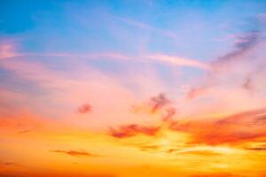 Beautiful , luxury soft gradient orange gold clouds and sunlight on the blue sky perfect for the background, take in everning,Twilight, Large size, high definition landscape photo