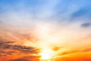Beautiful , luxury soft gradient orange gold clouds and sunlight on the blue sky perfect for the background, take in everning,Twilight, Large size, high definition landscape photo