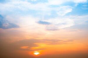 Beautiful , luxury soft gradient orange gold clouds and sunlight on the blue sky perfect for the background, take in everning,Twilight, Large size, high definition landscape photo