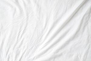 Abstract White Bedding Sheets or White wrinkled fabric background texture and Texture with copy-space Creased or wrinkled white fabric,Soft focus photo