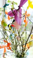 Colorful Easter Eggs on Willow Branches photo