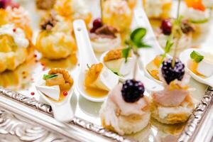 Elegant Gourmet Appetizer Selection. Horizontal photo