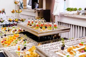 Buffet Table with Silver Trays photo