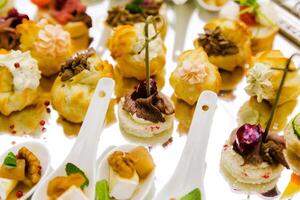 Gourmet Appetizers Displayed Elegantly. Horizontal photo