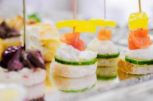 Assorted Canapes with Salmon and Cream photo