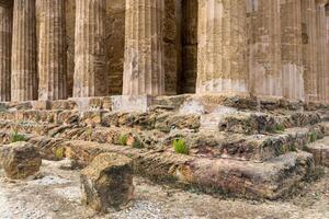 Agrigento, Italy-May 10, 2022-particular of the Temple of Concordia inside the valley of the temples, an archaeological park near Agrigento during a sunny day photo