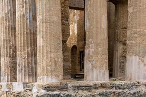 Agrigento, Italy-May 10, 2022-particular of the Temple of Concordia inside the valley of the temples, an archaeological park near Agrigento during a sunny day photo