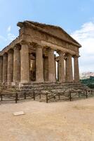 Agrigento, Italy-May 10, 2022-particular of the Temple of Concordia inside the valley of the temples, an archaeological park near Agrigento during a sunny day photo