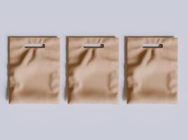 Brown Bakery Packaging Paper Bag Mockup 3D Rendered on gray background photo