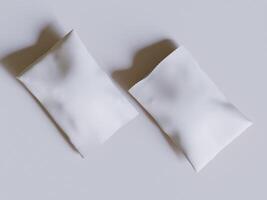 White paper bags isolated on gray background. realistic illustration of craft package mockup with blank space for branding, takeaway food photo