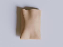 Brown paper bags isolated on gray background. realistic illustration of craft package mockup with blank space for branding, takeaway food photo