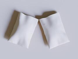 White paper bags isolated on gray background. realistic illustration of craft package mockup with blank space for branding, takeaway food photo