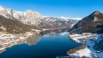 Beautiful mountains landscape, lake and mountain in Alps. Saint Wolfgang im Salzkammergut and Hallstatt in Austria. photo