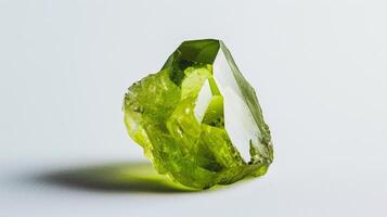 CloseUp Photograph of Polished Peridot Gemstone, Natural Green Crystal, Mineral Display for Print, Card, Poster Design photo