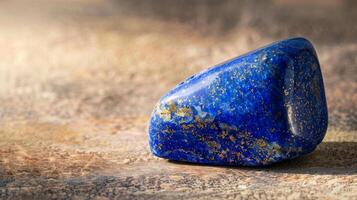 Single Polished Lapis Lazuli on a Textured Surface for Print or Poster Design photo