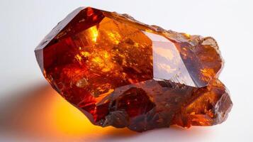 Striking CloseUp of Polished Sphalerite Mineral Displaying Deep Amber Hue, Perfect for Print or Geology Collections photo