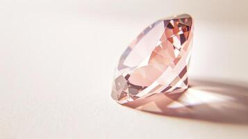 Exquisite CloseUp of a Polished Morganite Gemstone Reflecting Light, Perfect for Jewelry Design and Gemology Research photo
