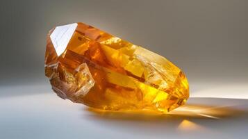 Close Up of a Polished Citrine Gemstone Natural Crystal Photography for Design and Print photo
