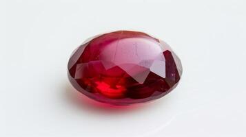 Close Up of Polished Ruby Gemstone with Facets Showcasing Deep Red Color for Jewelry Design and Gemology Studies photo