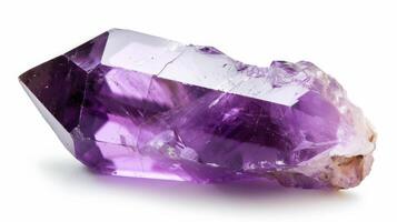 Closeup Photograph of a Polished Amethyst Crystal Ideal for Gemstone, Mineral, and Healing Concepts, Design for Print, Card, Poster photo