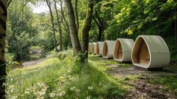 Tranquil Forest Apiary with Beehives by a Creek for Nature and Environmental Conservation photo