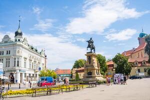 Podebrady- Czech- 27 July 2024. Statue of George of Podiebrad or King of Bohemia photo