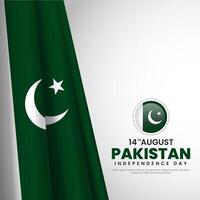Pakistan independence day with copyspace background. Banner or ribbon with waving flag template vector