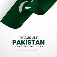 Pakistan independence day with copyspace background. Banner or ribbon with waving flag template vector