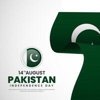 Pakistan independence day with copyspace background. Banner or ribbon with waving flag template vector
