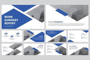 Blue modern business work report slide presentation template vector