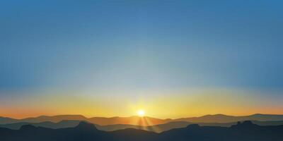 Sunrise over mountain with clear colorful sky vector
