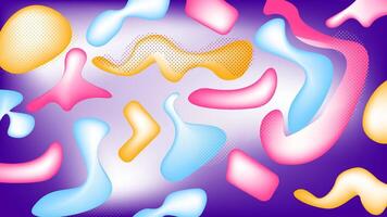Abstract geometrical shapes thrive in vibrant colors, set against a purple background. Versatile for graphic design projects and modern concepts. vector