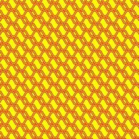Red lines create hexagonal pattern on yellow. Suitable for backgrounds, abstract designs, geometric concepts, tech visuals, website banners. vector