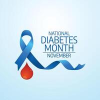 National Diabetes Month design template good for celebration usage. National Diabetes Month design. Blue ribbon design. flat design. eps 10. vector