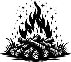 campfire illustration flat minimalistic silhouette style isolated on white background, Flames symbols flat style vect silhouette, fire silhouette, vector