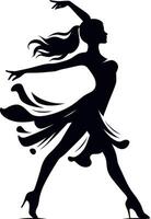 dancing girl black silhouette, Ballet girl isolated on a white background vector