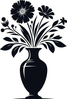 flower vase silhouette on a white background