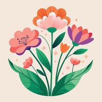 a drawing of flowers with leaves and leaves vector