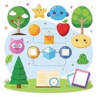 elements with math educational vector