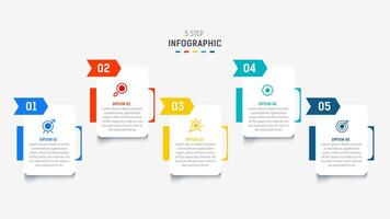 Five Step Infographic design element template for presentation. info graphic illustration. process diagram and presentations step, banner, flow chart, 5 option template. vector