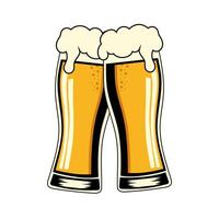 Beer glass with foam and bubbles vector