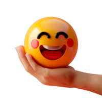 A hand holding 3d emoji isolated on transparent background, Ai png