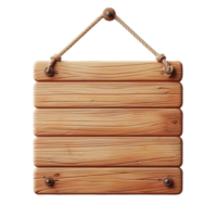 Generated Ai hanging wooden sign board isolated on transparent background png