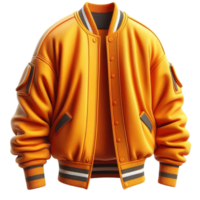 Generated Ai Yellow Varsity jacket Isolated On Transparent Background png