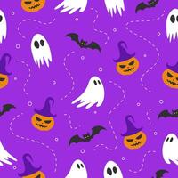 Halloween seamless pattern with flat and simple design vector