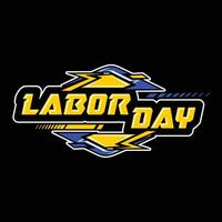 Labor Day themed logo with a dynamic and energetic design. Using a striking combination of yellow and blue, this logo is suitable for various Labor Day celebration purposes. This modern and energetic vector