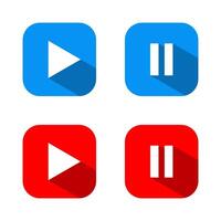 Play and pause button icon on square background vector
