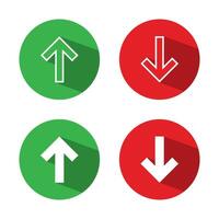 Up and down arrow icon set with long shadow vector